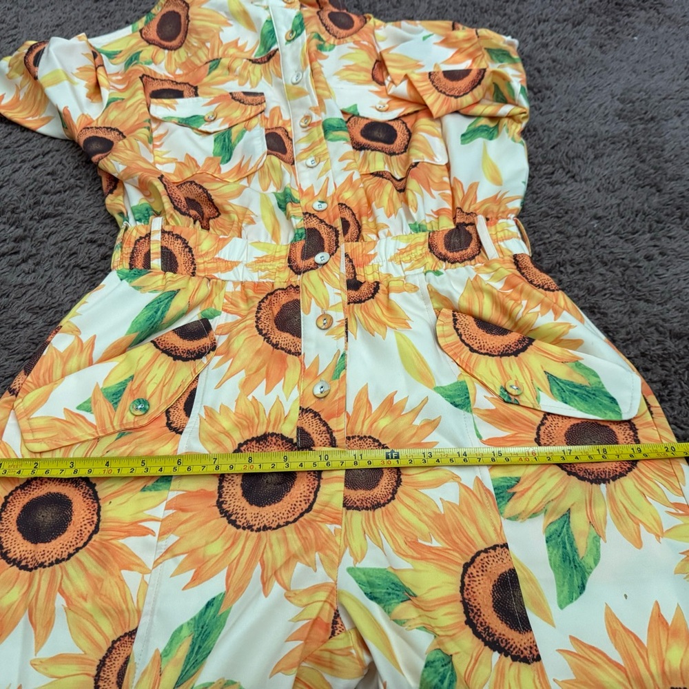 L’Atiste Sunflower Satin Jumpsuit Short Sleeve Jogger Oversized Size S Small - Picture 7 of 9